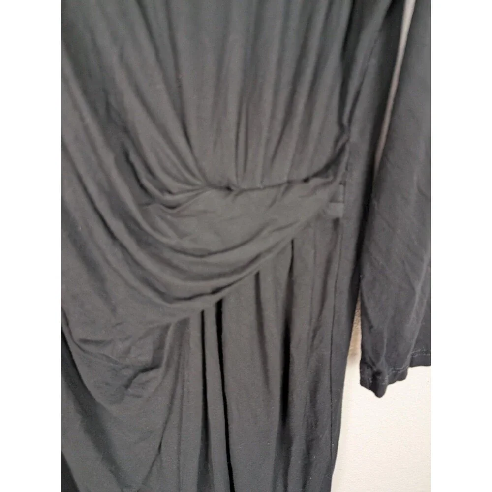 J Jill Wearever Collection‎ Dress Womens Large Black Stretch Drape Knot Midi - Picture 3 of 8
